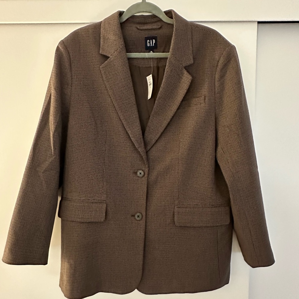 NWT GAP Women's Brown Houndstooth Oversized Blazer